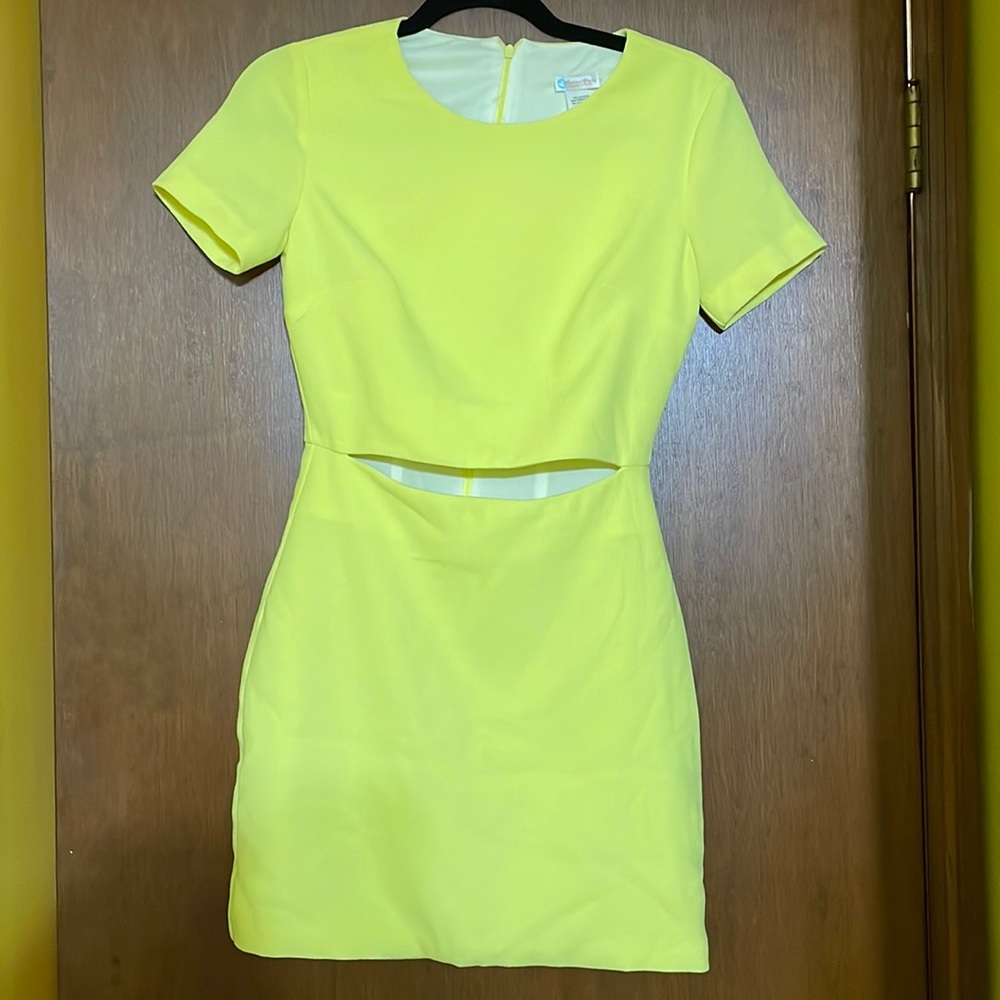 Never worn neon yellow cut out dress
